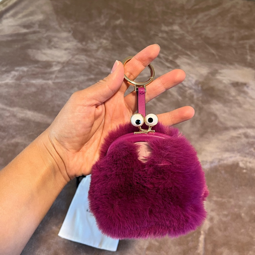 Kate Spade Fuschia Furry Monster purse charm - Picture 4 of 6
